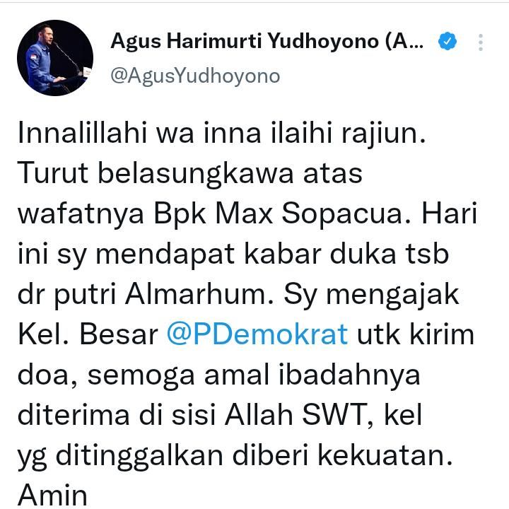 Cuitan Agus Harimurti Yudhoyono/Twitter/@AgusYudhoyono.