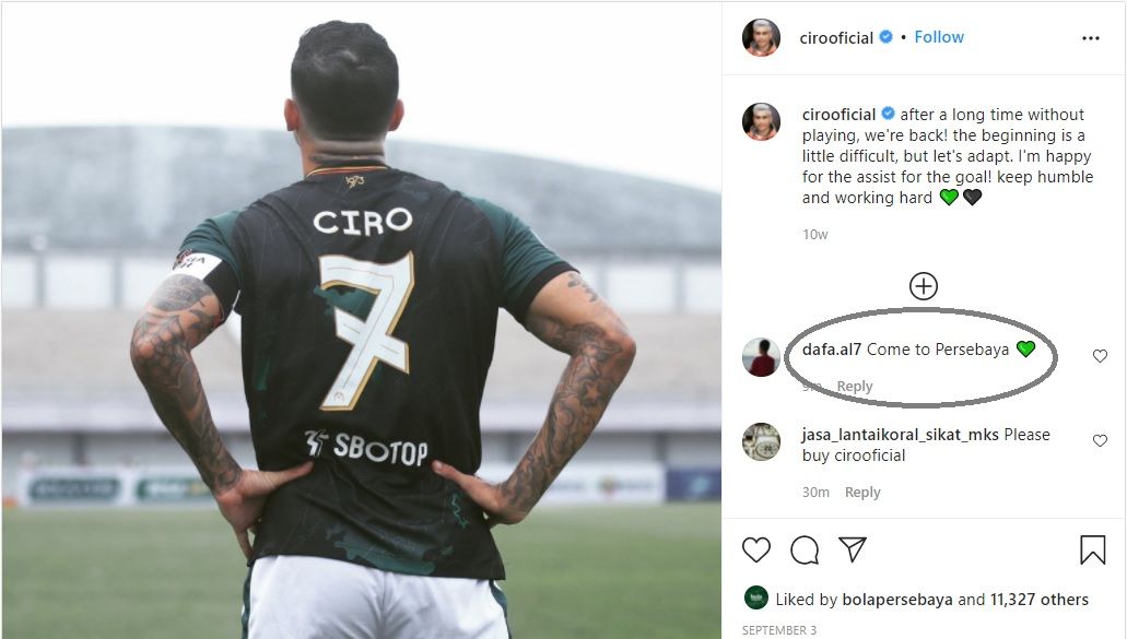 Unggahan Ciro Alves sebelum menghapus foto-fotonya di Instagram miliknya