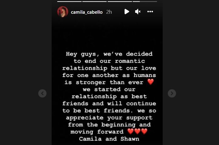 Tangkapan Layar Instagram Story Camila Cabello