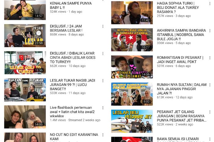 Tangakapan Layar YouTube Leslar Entertainment setelah menikah.