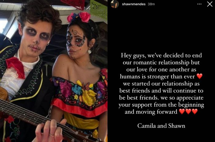 Unggahan Shawn Mendes terkait hubungannya dengan Camila Cabello. 