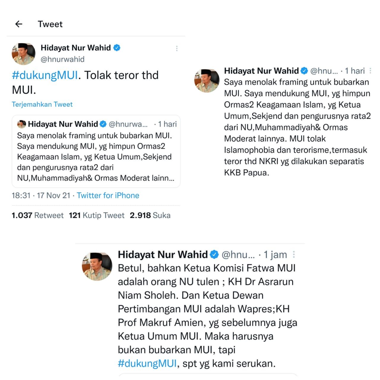 Cuitan Hidayat Nur Wahid tentang MUI.
