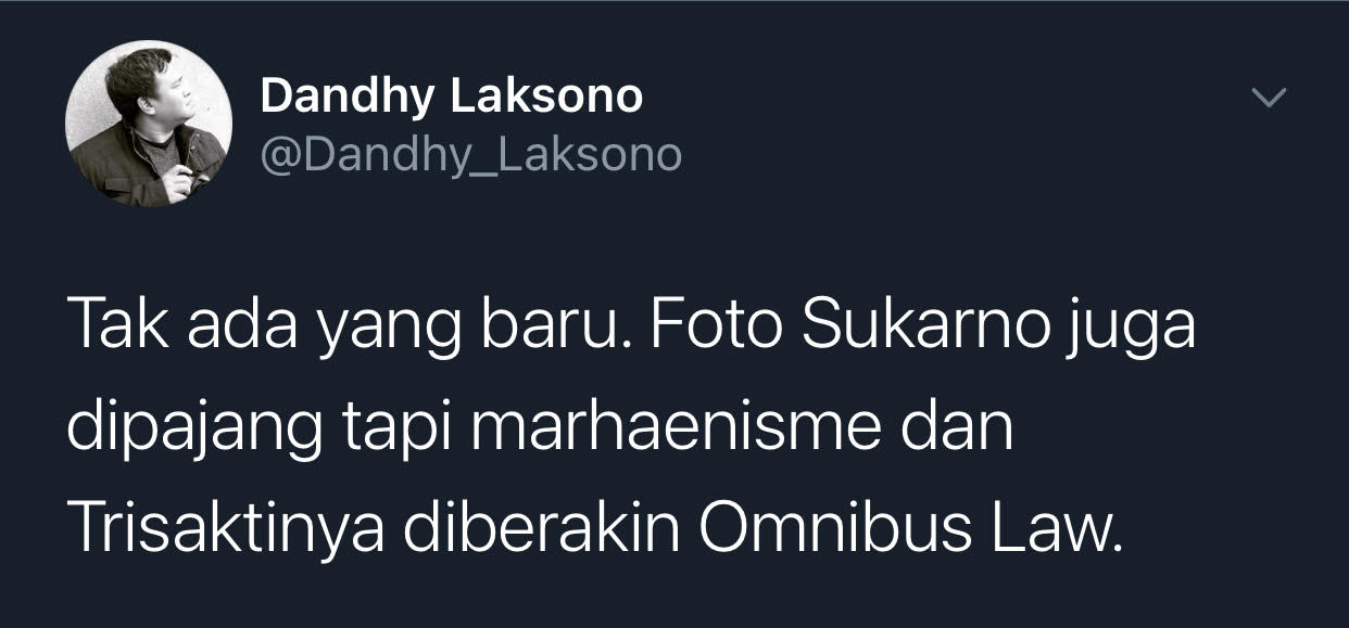 Cuitan Aktivis Dandhy Laksono yang tanggapi soal pemasangan foto Hoegeng di sekolah PDIP di Jakarta Selatan.