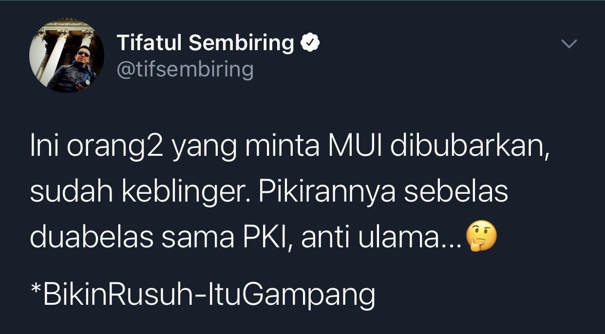 Tifatul Sembiring sebut seruan Bubarkan MUI ditolak ramai-ramai, bahkan menilai ada yang pikiran seperti PKI.