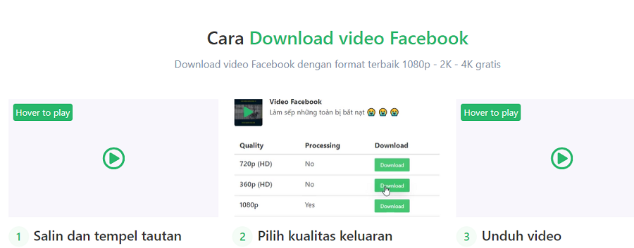 berikut Cara Download video Facebook di Situs Download video Facebook berkualitas tinggi Full HD, 2K, 4K, berikut ini caranya.