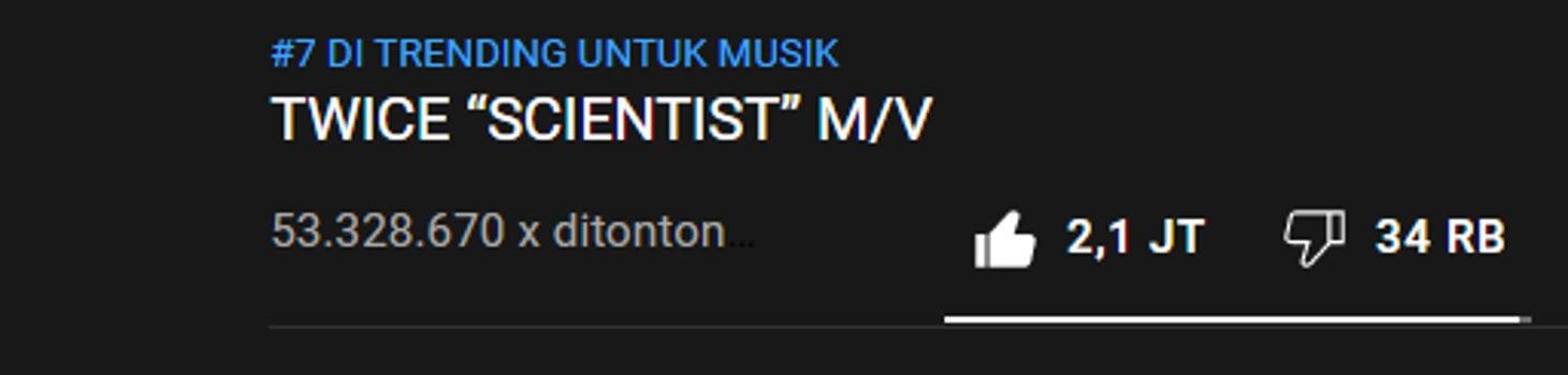  Jumlah tayangan MV SCIENTIST TWICE // Tangkapan layar YouTube JYP Entertainment.