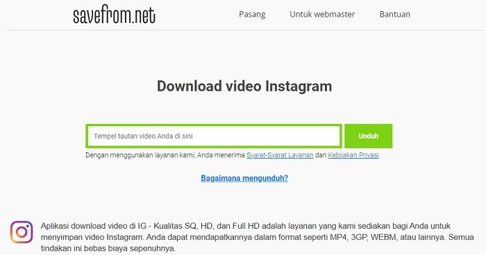 Savefrom.net Instagram, aplikasi download video dan foto dari Instagram