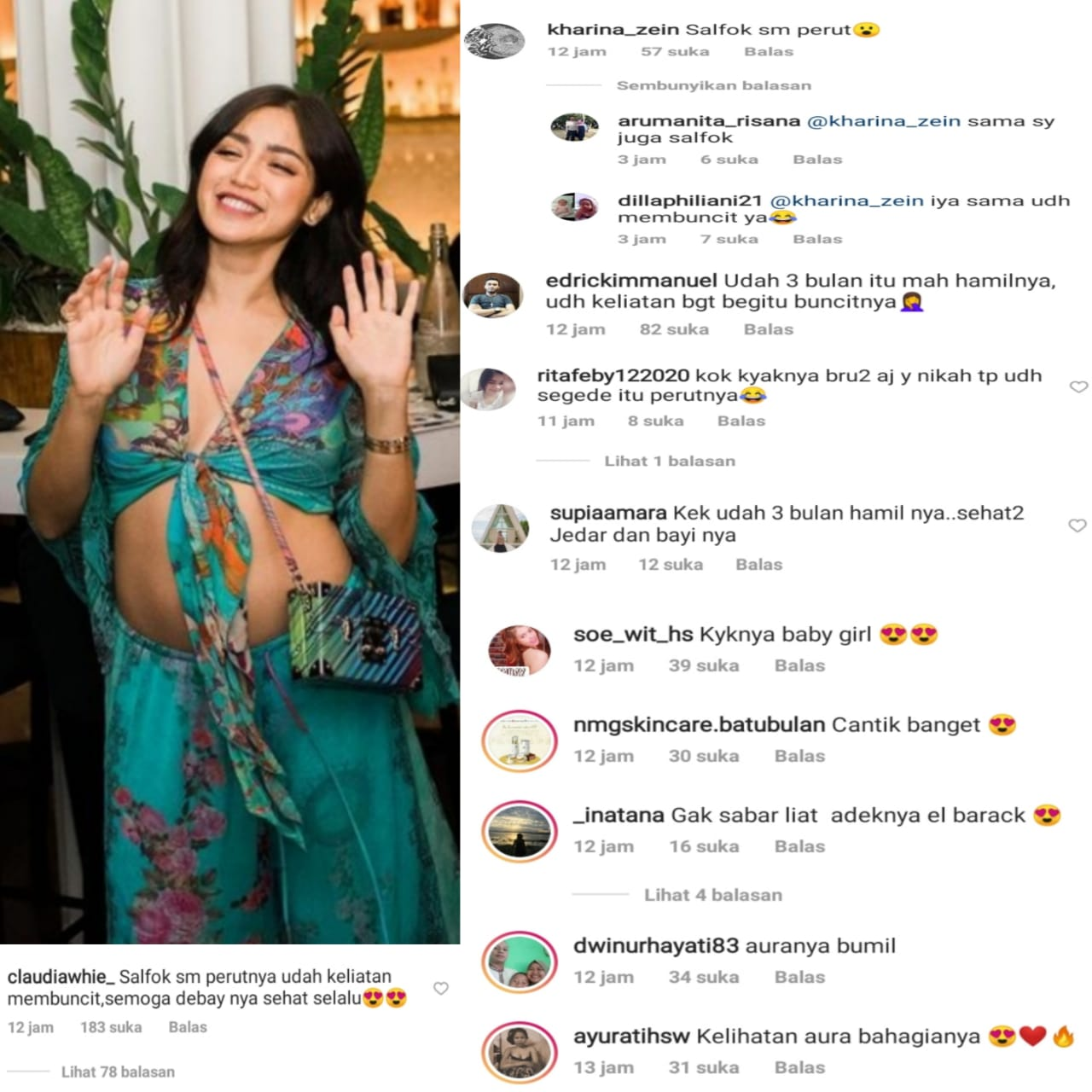Unggahan Jessica Iskandar dan komentar netizen.