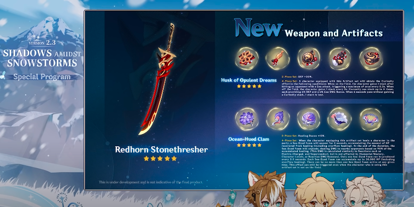 Senjata dan artefak baru di versi 2.3