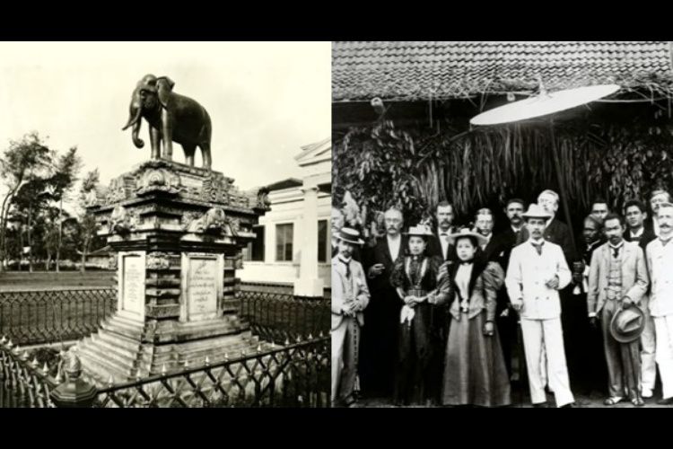 Patung Gajah simbol persahabanan Jawa-Siam, Foto Raja Rama V dan Permasiuri ketika mengunjungi Jawa, tahun 1871/ tangkap layar youtube Bimo K.A
