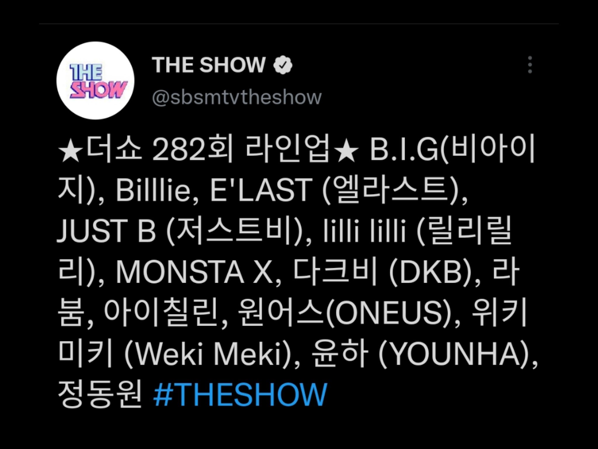 Line up SBS THE SHOW 23 November 2021.