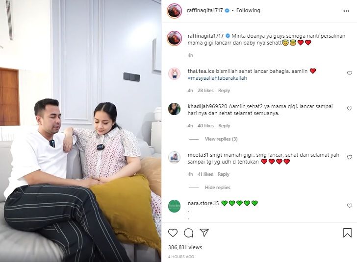 Unggahan Raffi Ahmad dan Nagita Slavina. 