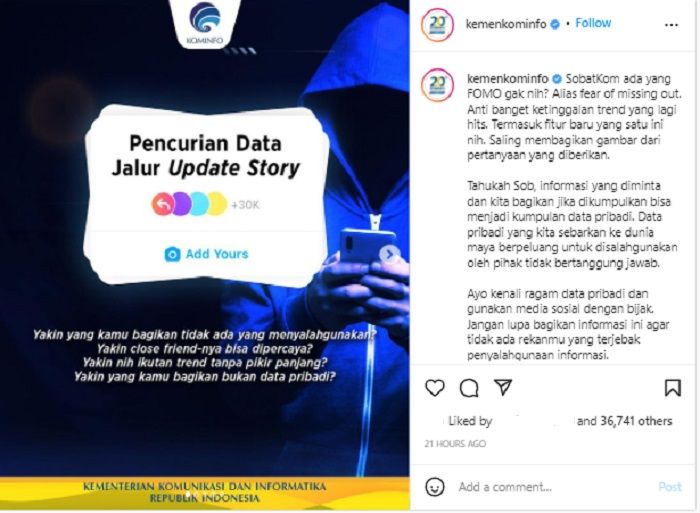 Kenali modus dan cara menghidari penipuan dan pencurian data melalui fitur 'Add Yours' yang ada di Instagram Story.*
