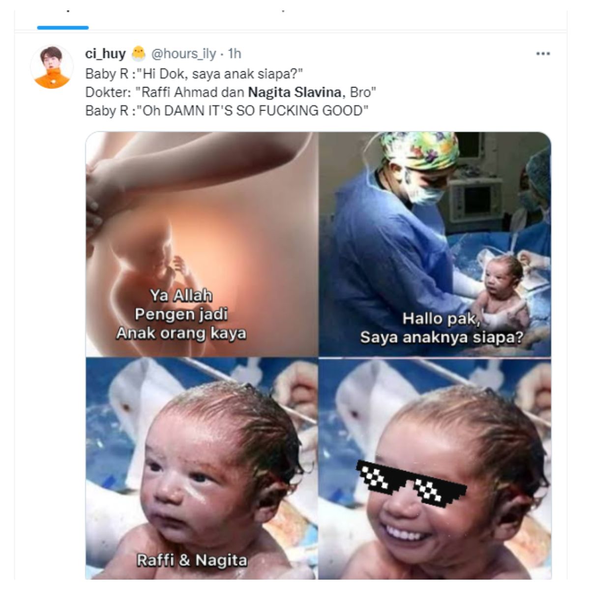Meme Twitter tentang Nagita Slavina dan Baby R.