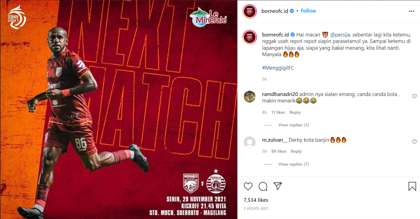 Hadapi Persija Jakarta di Pekan ke-14,  Borneo FC:  Ngak Usah Repot-repot Siapin Parasetamol Ya