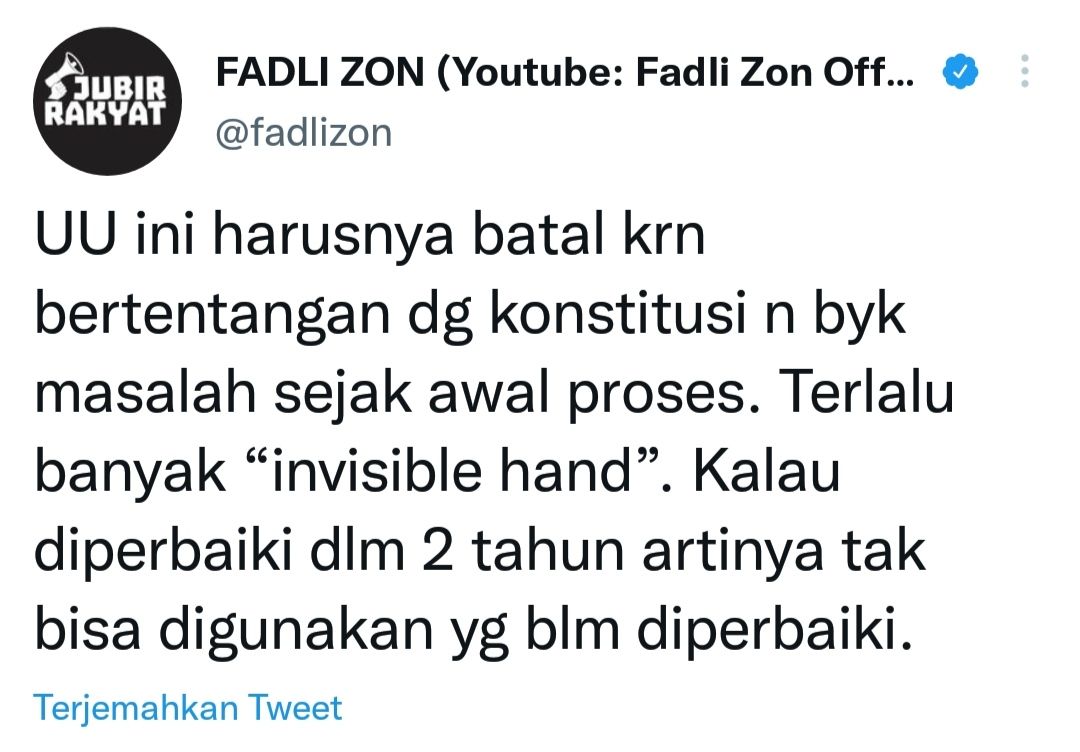 Cuitan Fadli Zon di Twitter/@fadlizon.