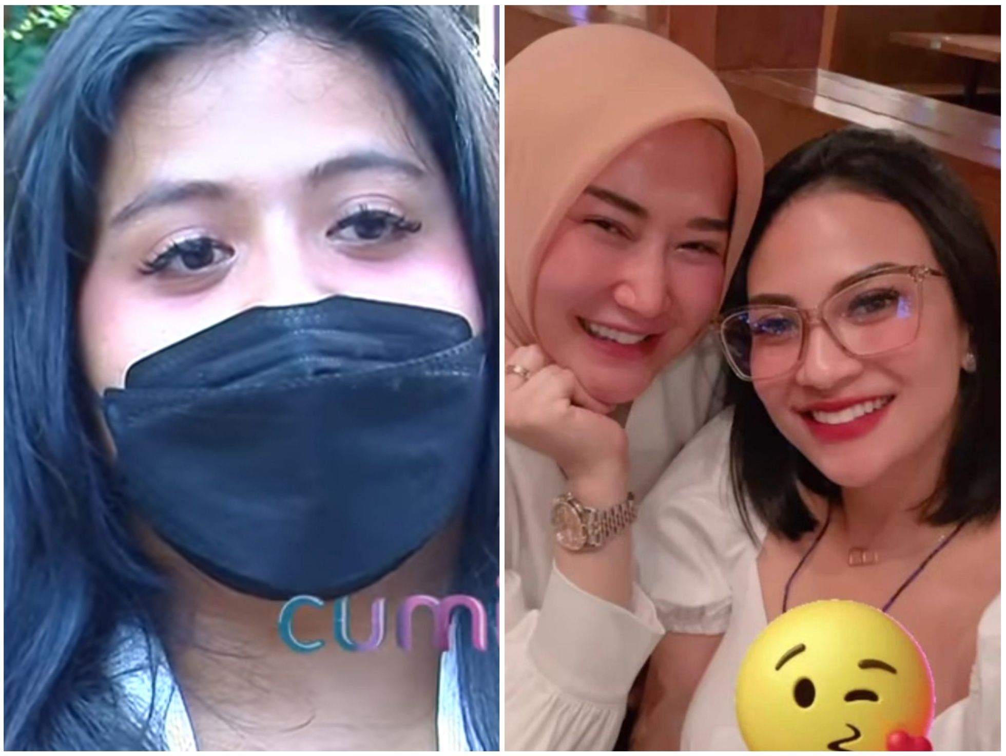 Kolase foto Tya, Marissya Icha, dan Vanessa Angel