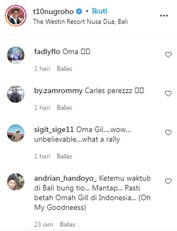 Netizen Komentari Pertemuan Tio Nugroho dan Oma Gill. 