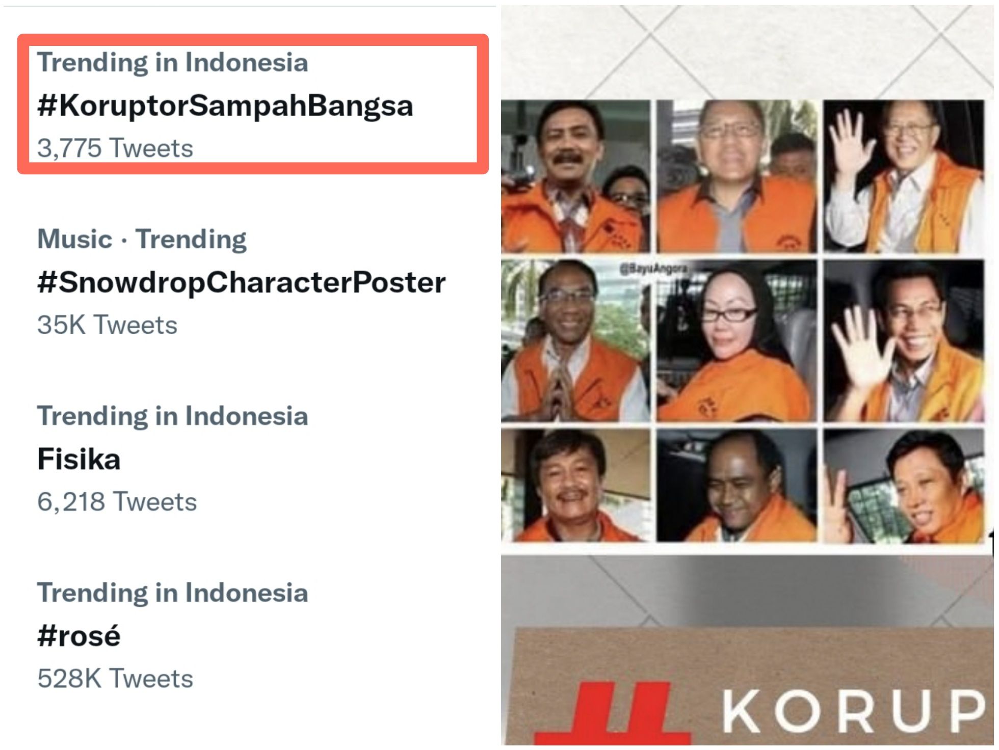 Tagar 'Koruptor Sampah Bangsa' menggema di Twitter pada 30 November 2021.