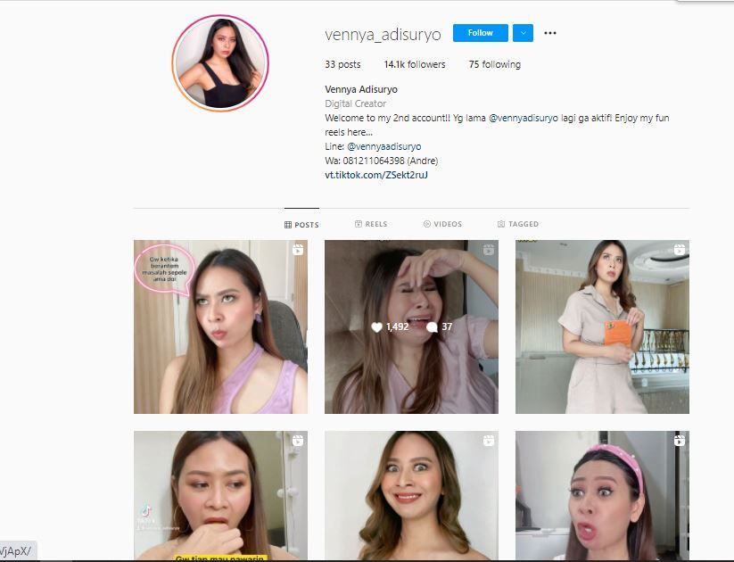 Profil Biodata Vennya Adisuryo Lengkap Umur Ig Instagram Tanggal