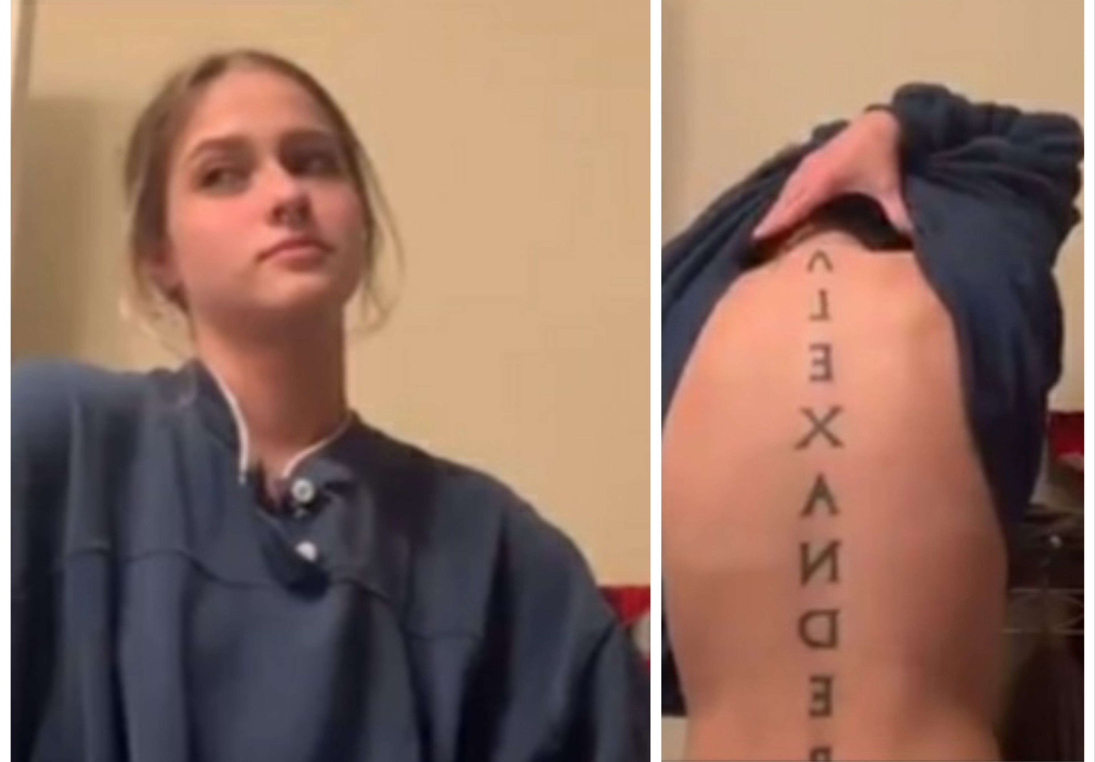 Wanita memamerkan tato punggung dengan ukuran besar nama pacarnya - yang dia dapatkan tepat sebelum pasangan itu putus.