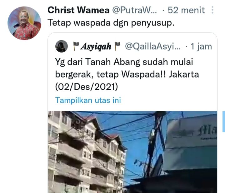 Cuitan Christ Wamea/Twitter/@PutraWadapi.