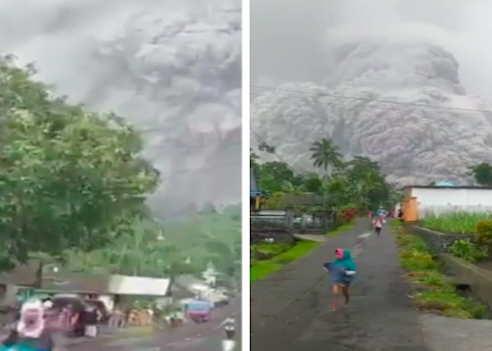 Viral! Penampakan Gunung Semeru Meletus Membuat Panik Masyarakat Lumajang