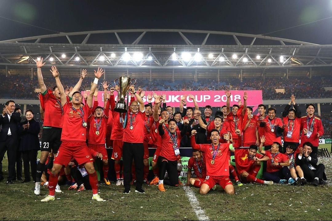 Foto Timnas Vietnam ketika menjuarai AFF Suzuki Cup 2018