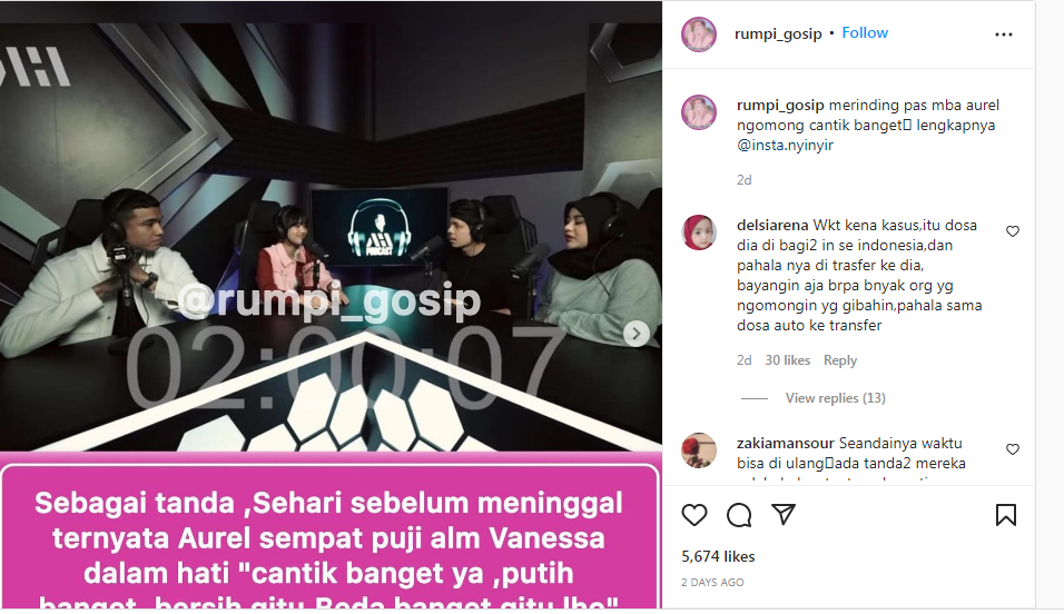 Aurel Hermansyah Bertemu Vanessa Angel Sebelum Kecelakaan: Putih Banget Bersih Gitu, Kayak Beda Banget 