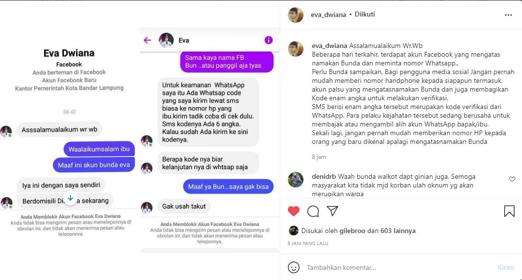 Hat-hati Beredar Akun Facebook Palsu Eva Dwiana Walikota Bandarlampung