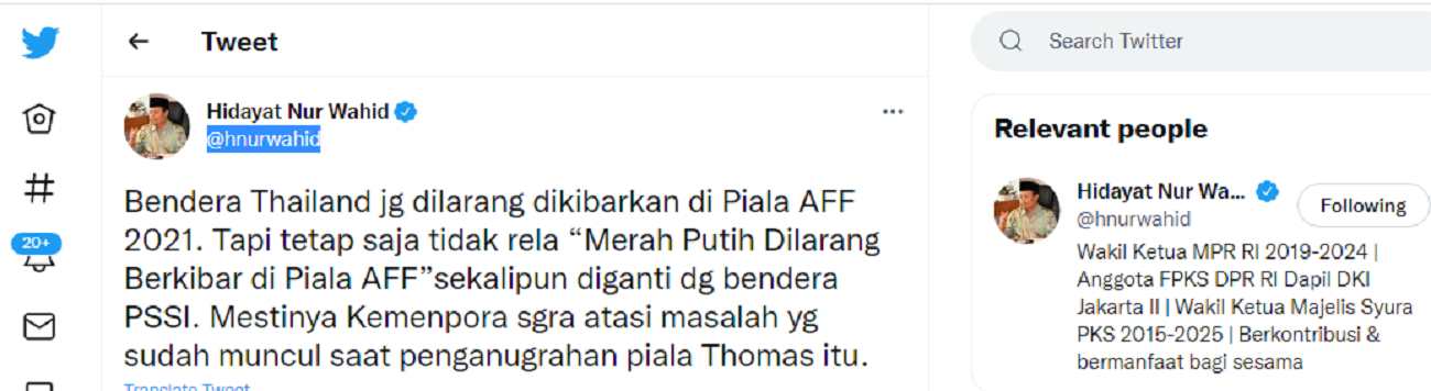 Bendera Indonesia Dilarang Berkibar di Piala AFF,  Hidayat Nur Wahid Minta Kemenpora Atasi Masalah tersebut: Tidak Rela!