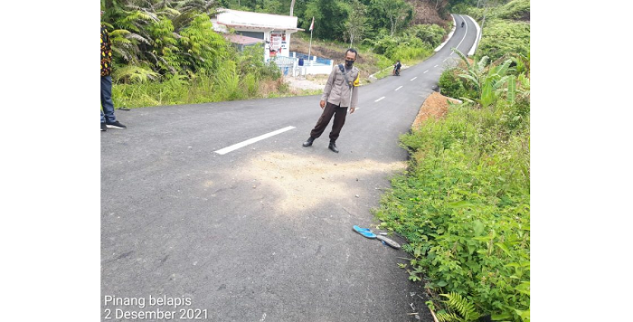 Tempat kejadian perkara kecelakaan lalu lintas yang ada di Desa Ketenong Jaya yang merenggut nyawa seorang anak lelaki berusia 8 tahun.