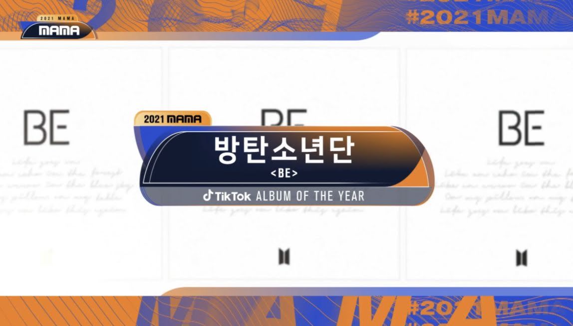 TikTok Album of the Year Daesang – BTS BE