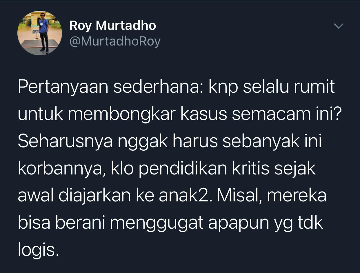 Cuitan Akademisi Pesantren Roy Murtadho.
