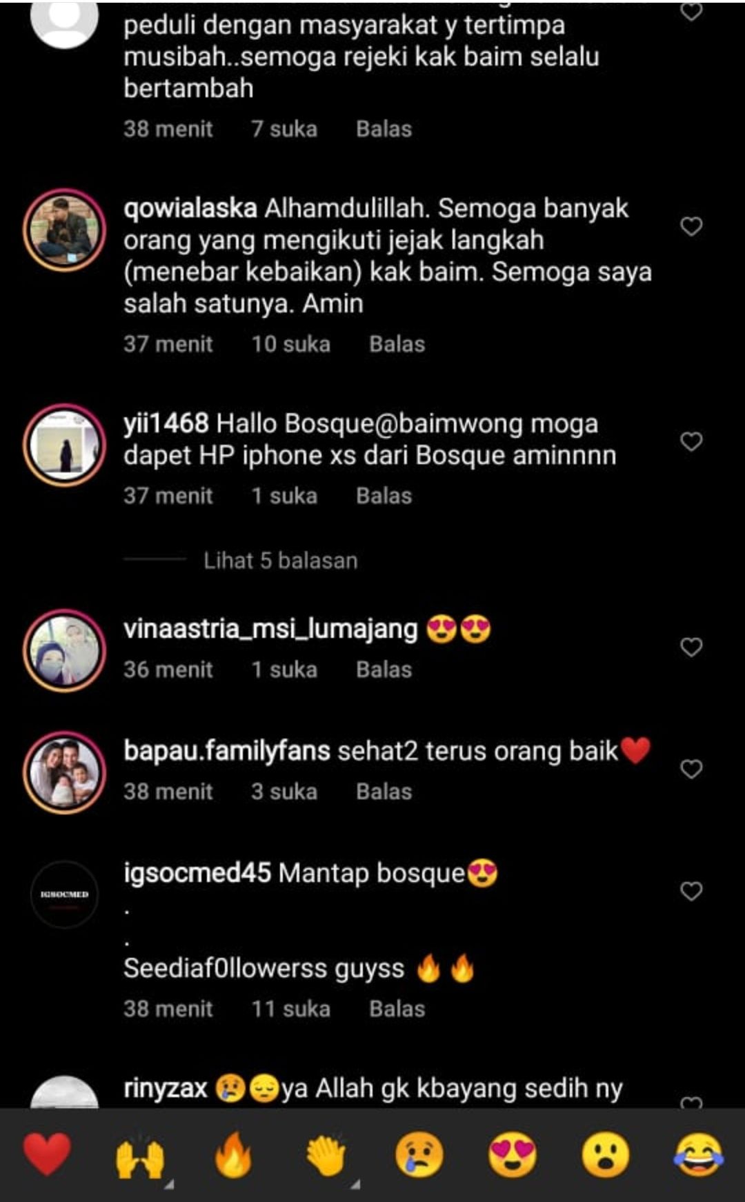 Komentar netizen tentang postingan Baim Wong