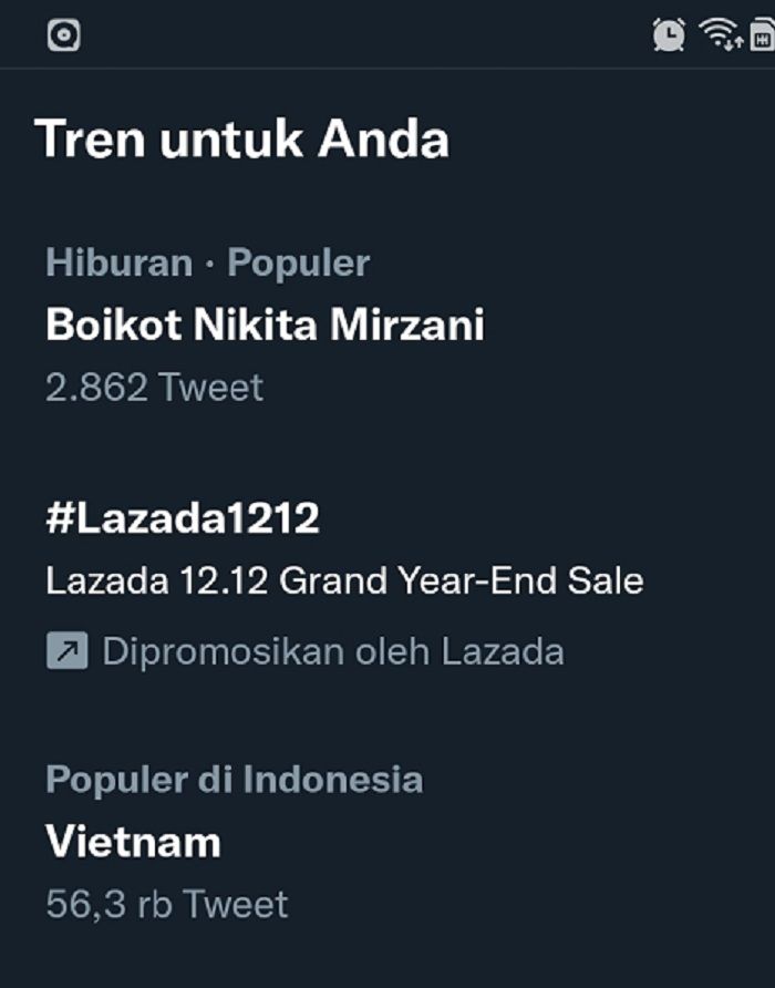 Boikot Nikita Mirzani jadi trending nomor 1 di Twitter pada pagi ini, Senin, 13 Desember 2021