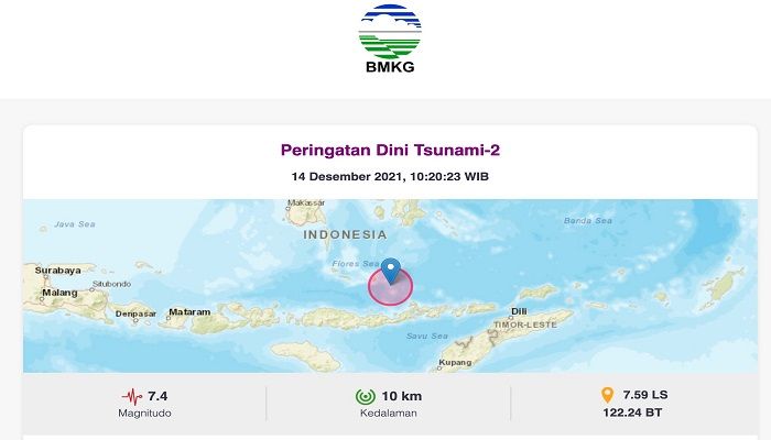 Peringatan Dini Tsunami Bmkg Untuk 5 Wilayah 21 Daerah 7 Kategori