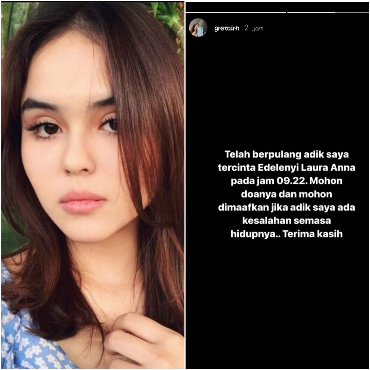 Selebgram Edelenyi Laura Anna Meninggal Dunia Hari Ini Konfirmasi Langsung Oleh Sang Kakak