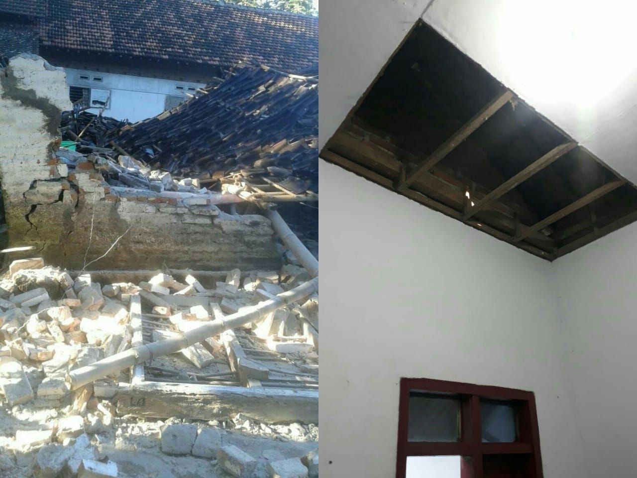 rumah warga yang rusak akibat gempa pagi ini/@DaryonoBMKG