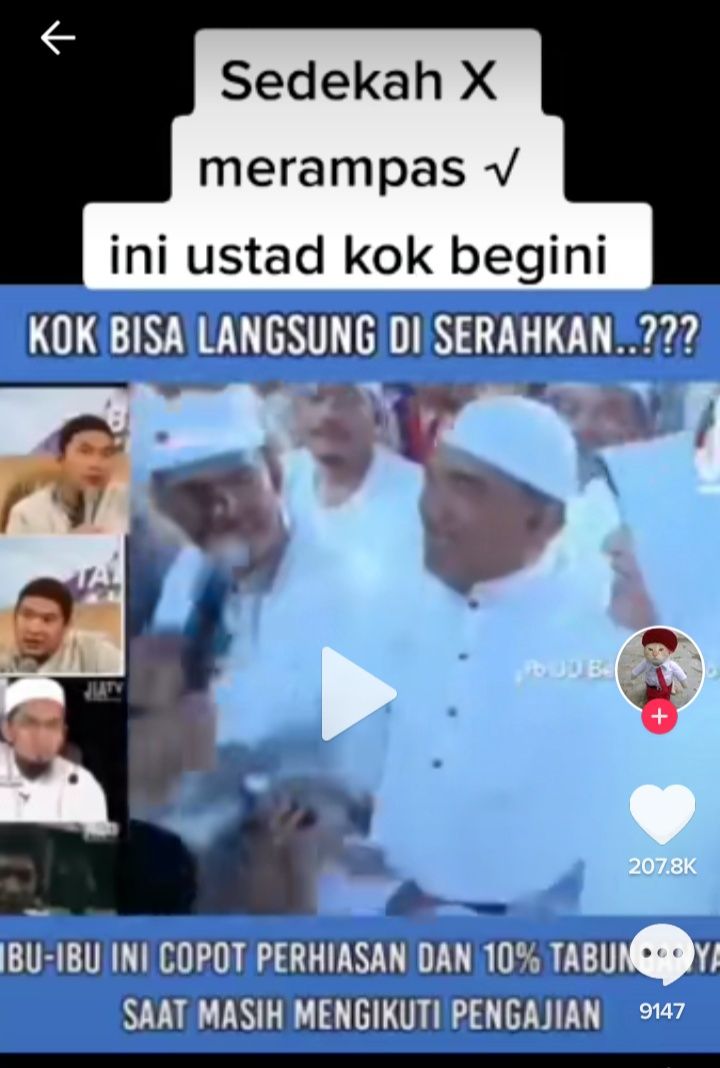 HEBOH! Ustadz Yusuf Mansur Dituding Melakukan Hipnotis Berkedok Sedekah, Poroti Perhiasan Jemaah?/tangkapan layar TikTok