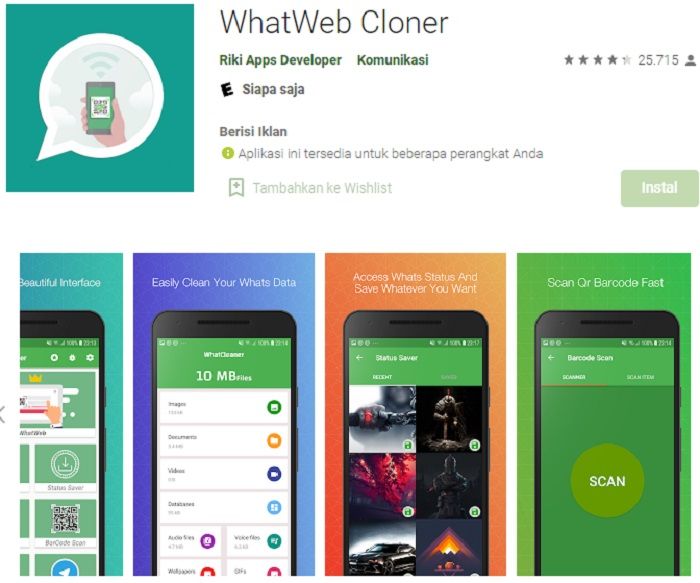 Aplikasi WhatWeb Cloner untuk menyadap WA pasangan