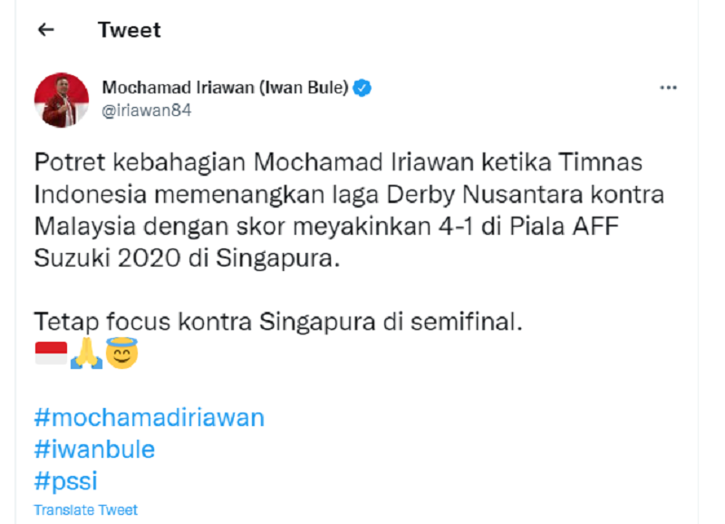 4 Potret Kebahagian Ketum PSSI Iwan Bule Usai Indonesia Mencukur Malaysia 4-1 di Piala AFF Suzuki 2020