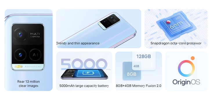 Spesifikasi utama smartphone Vivo Y32 dengan desain yang relatif ramping.