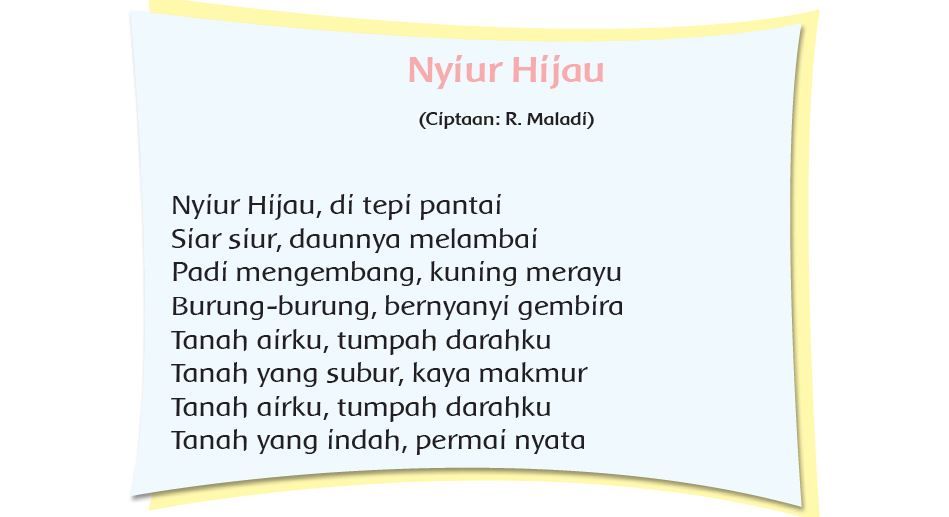 Puisi Nyiur Hijau, Kunci Jawaban Tema 5 Kelas 2 SD MI Halaman 160, 161,  162, Subtema 3 - Ringtimes Bali
