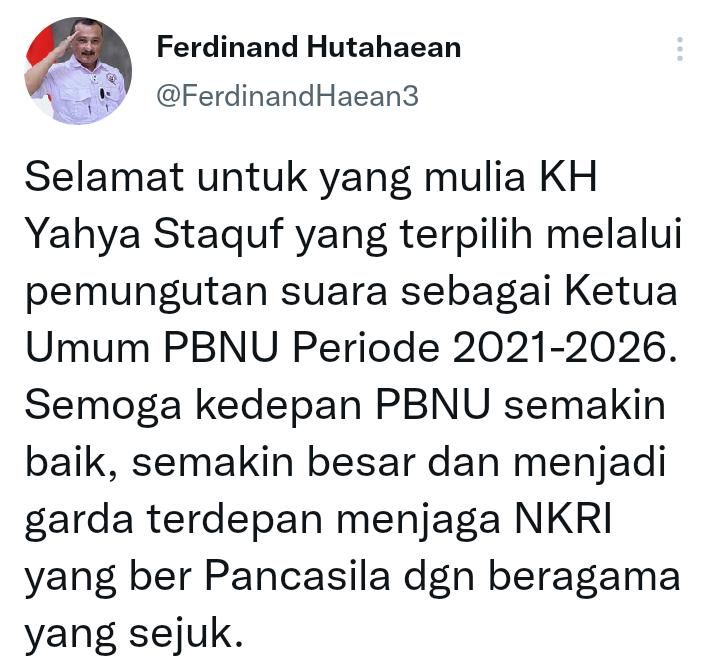 Cuitan Ferdinand Hutahaean Mantan Kader Demokrat/Twitter/@FerdinandHaean3.