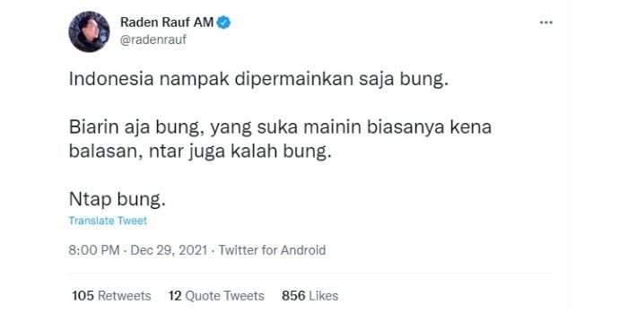 Raden Rauf mengomentari hasil pertandingan babak pertama Indonesia vs Thailand di AFF Suzuki Cup 2020.