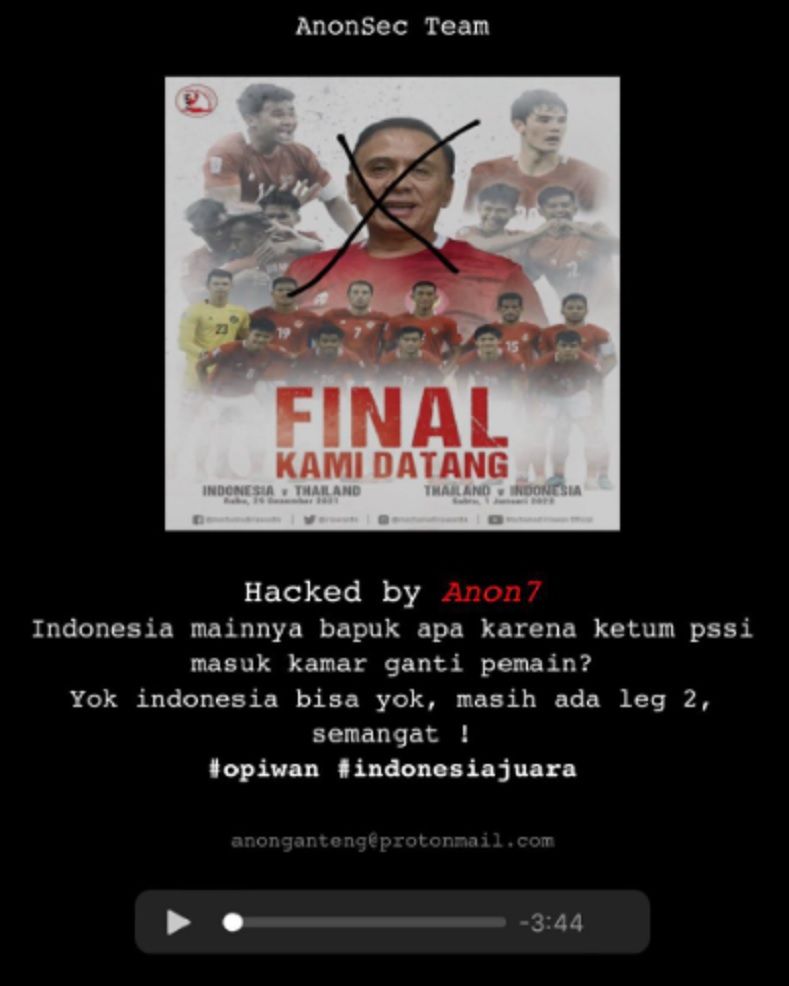 Laman PSSI Diretas, Buntut Kekalahan Indonesia dari Thailand di Leg Pertama Final Piala AFF 2020