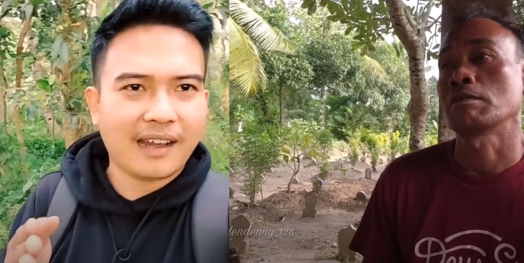 YouTuber Dendenny bersama Sundang pada sebuah pekuburan di Tegal, Jawa Tengah