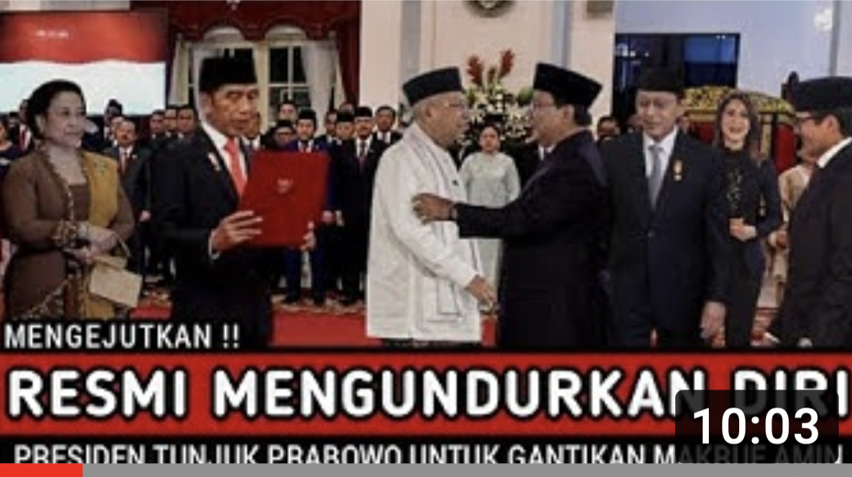 kabar Wapres Ma’ruf Amin resmi mengundurkan diri dan Presiden Jokowi tunjuk Prabowo Subianto untuk jadi Wakil Presiden 