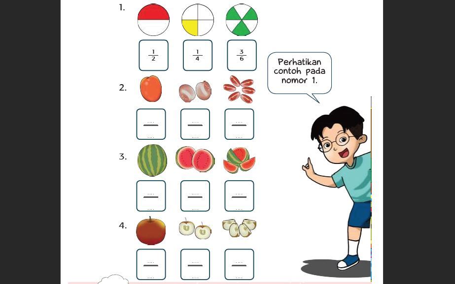 Kunci Jawaban Tema 5 Kelas 3 Sd Mi Halaman 37 38 Matematika Subtema 1 Pecahan Ringtimes Bali